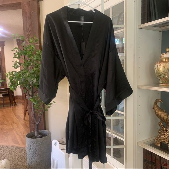 Sexy 2-Pc Robe + Slip (Nightie / Negligee) Set. Black Women's Plus Size 3X NWT - Picture 3 of 7